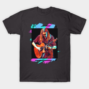 Young Guitarist (paint splotch frame) T-Shirt